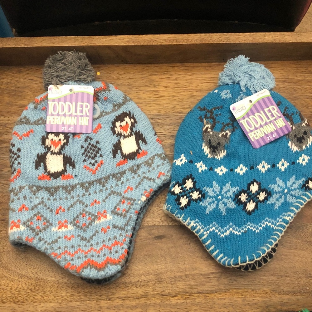 Studio Toddler Penguin Earflap Hat - Light Blue & Teal